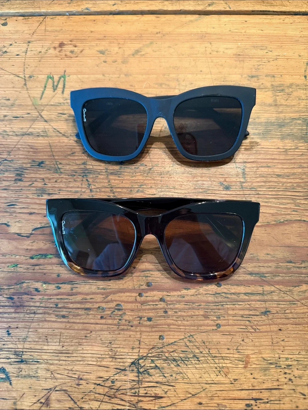 Two Otra Oversized Women's Sunglasses in Black and Tortoiseshell